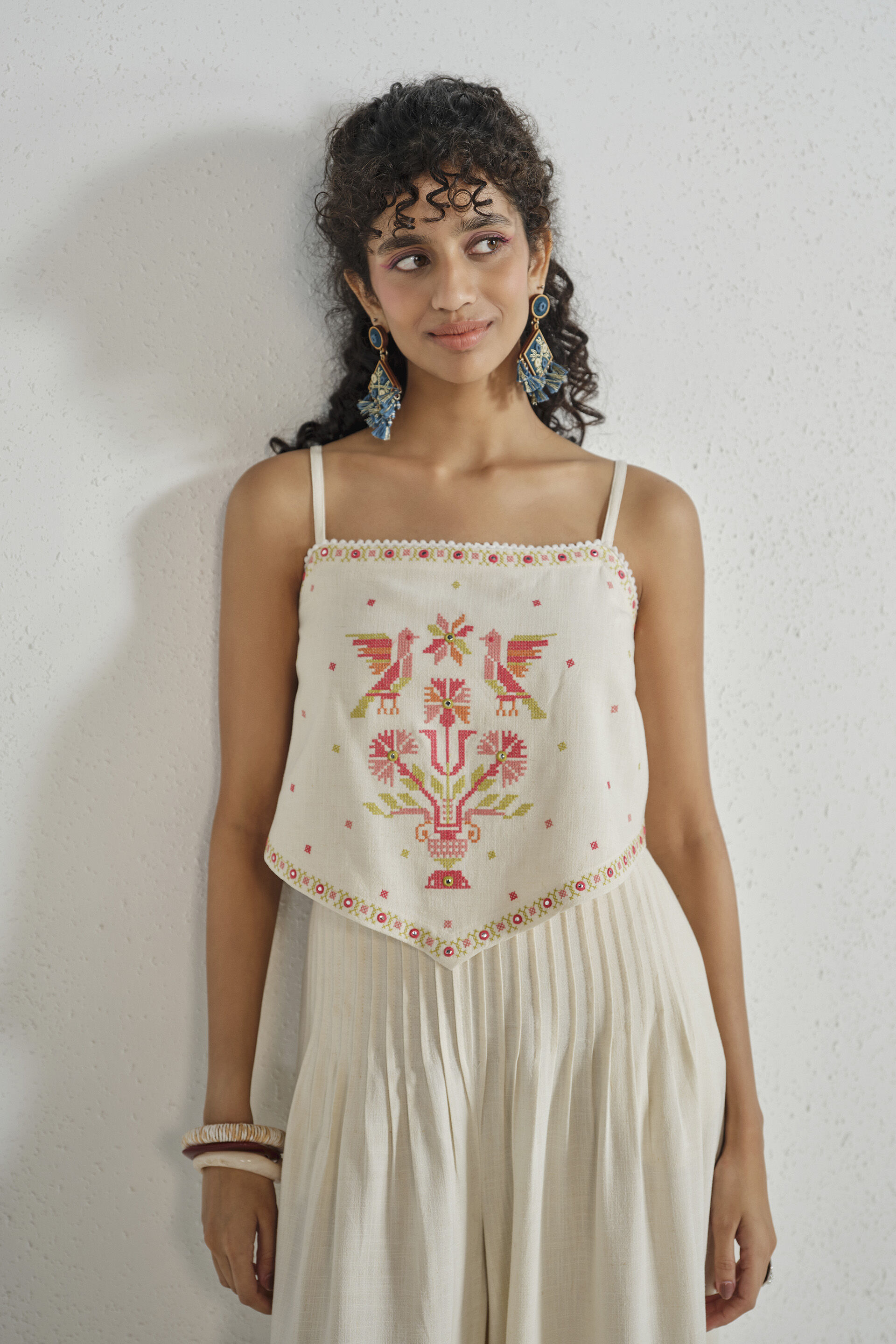 Arika Embroidered Co-ord Set, Off White, image 2